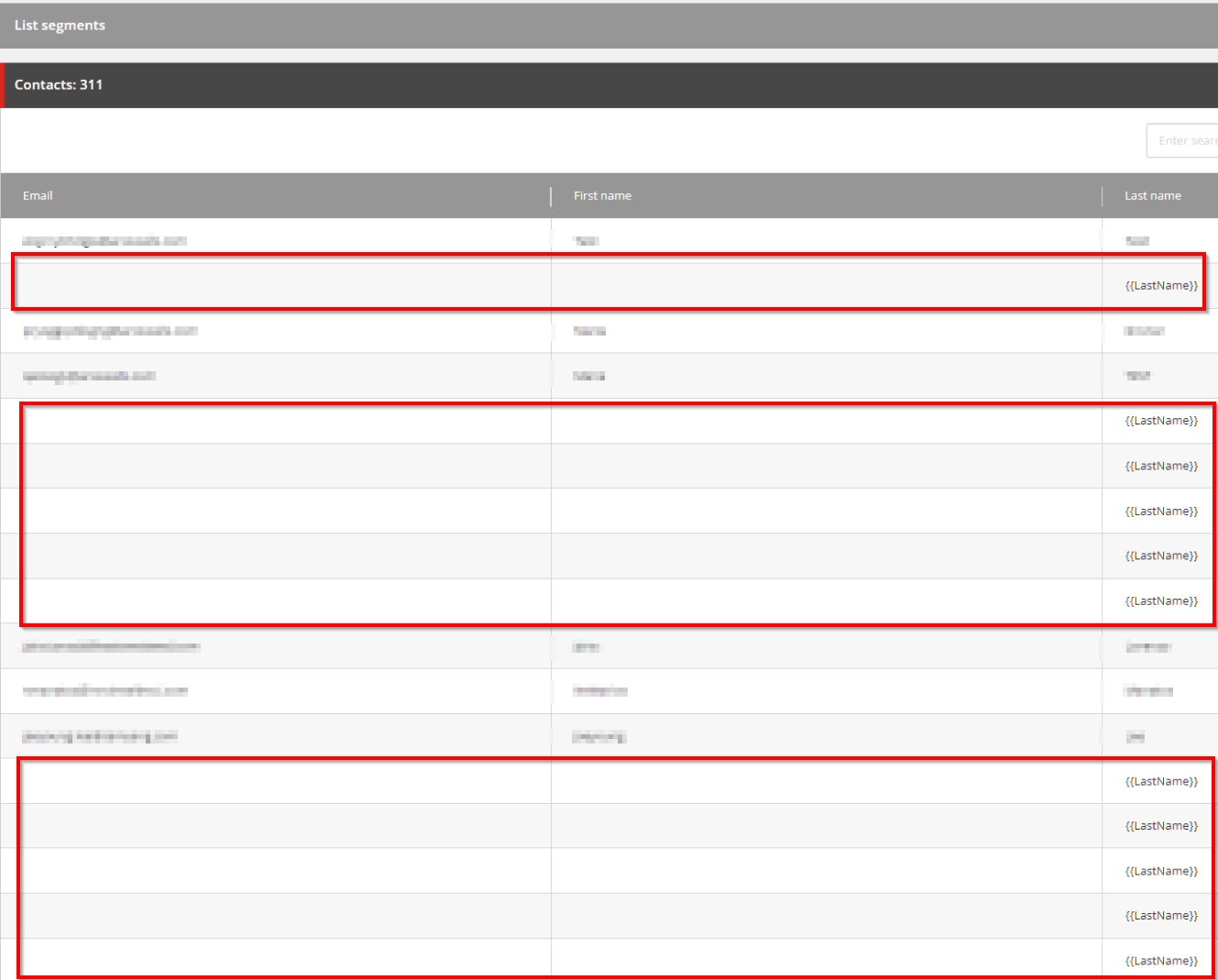 Segmented contact list