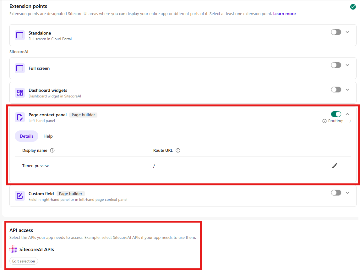 Configuration of the marketplace app in App Studio